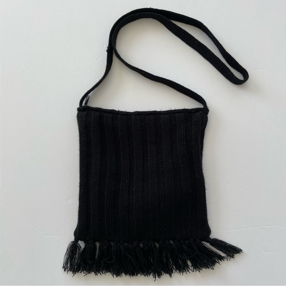 Knit Shoulder Crossbody Bag Black